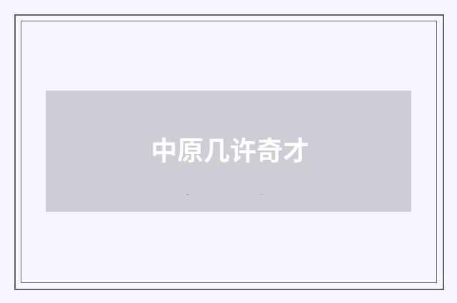 中原几许奇才