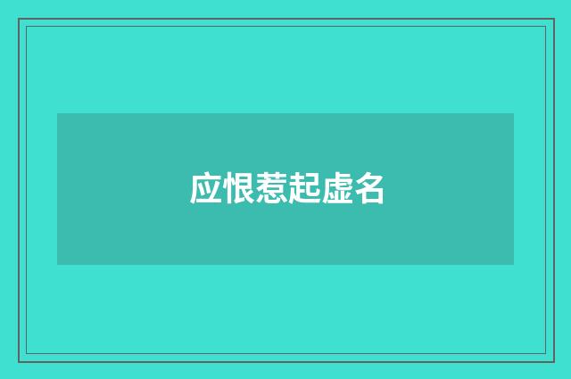 应恨惹起虚名
