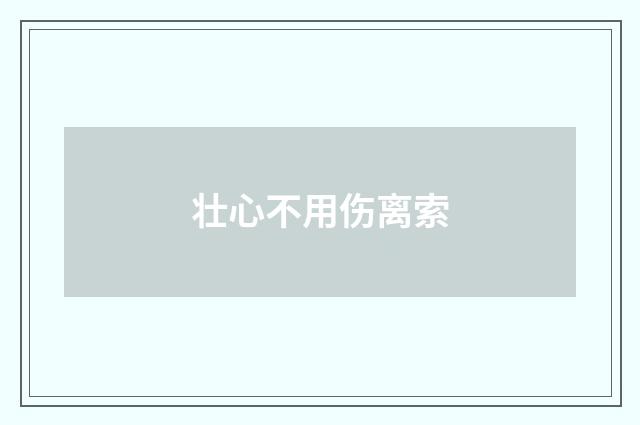 壮心不用伤离索