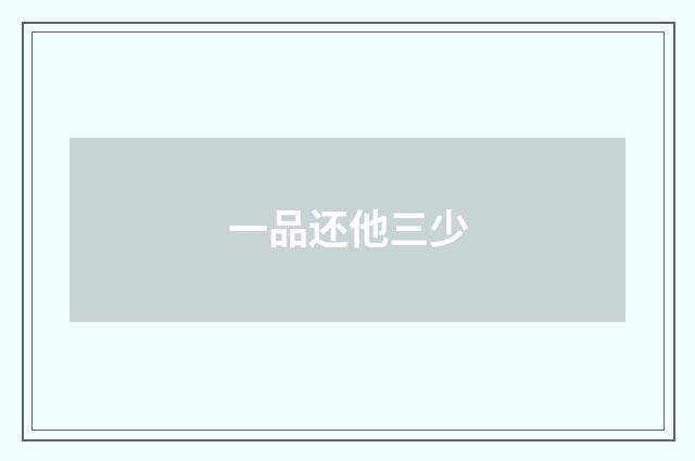 一品还他三少