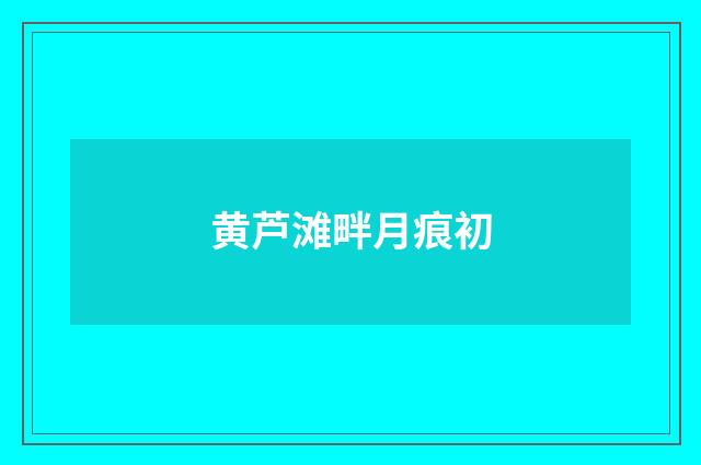 黄芦滩畔月痕初