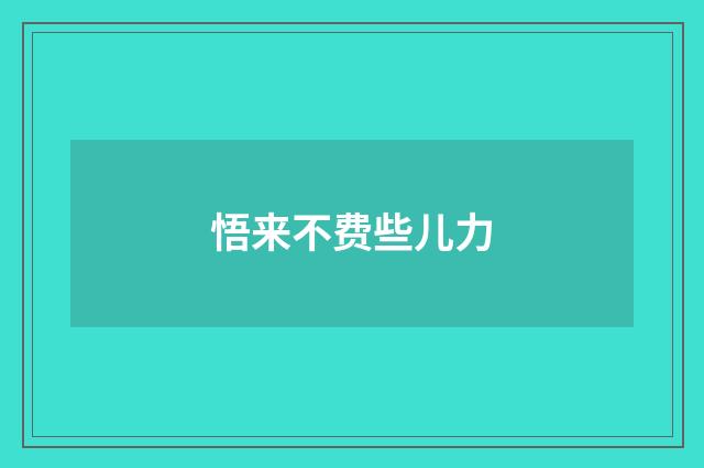 悟来不费些儿力