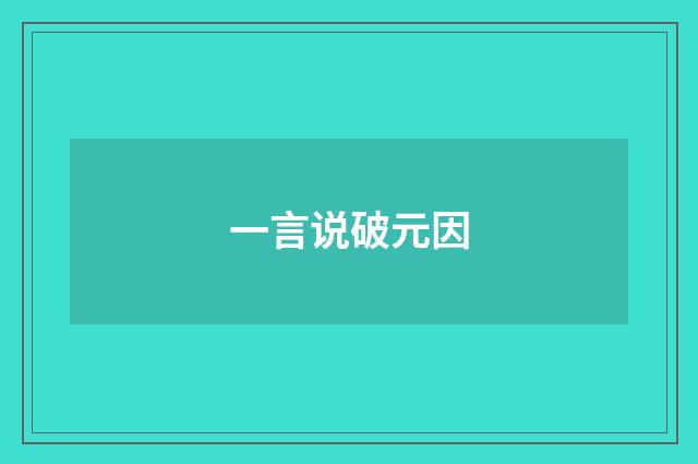 一言说破元因