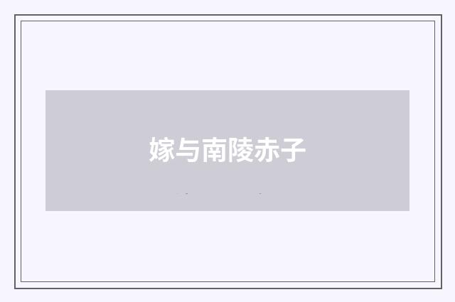 嫁与南陵赤子