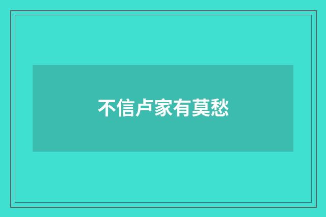 不信卢家有莫愁