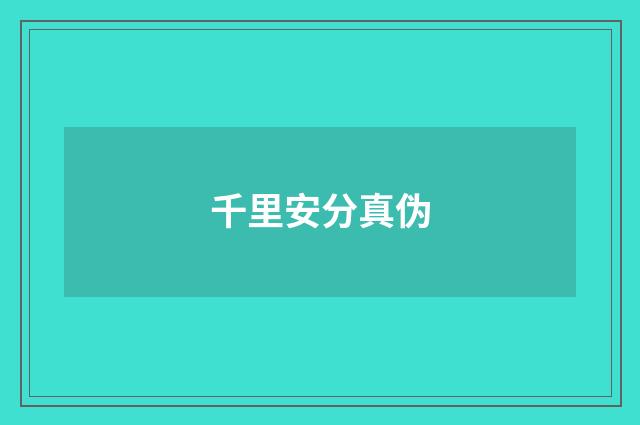 千里安分真伪
