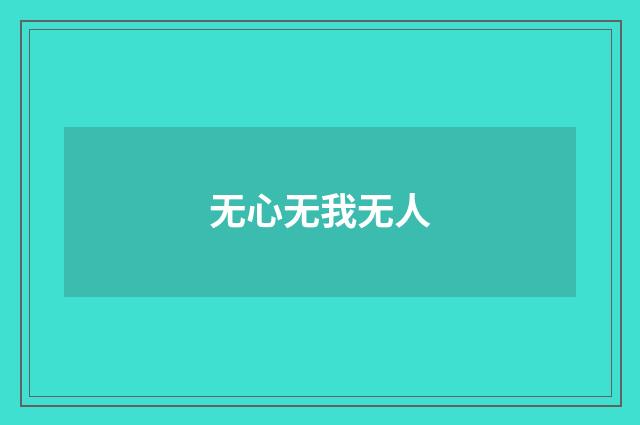 无心无我无人