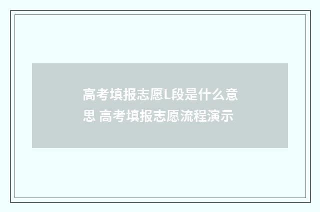 高考填报志愿L段是什么意思 高考填报志愿流程演示