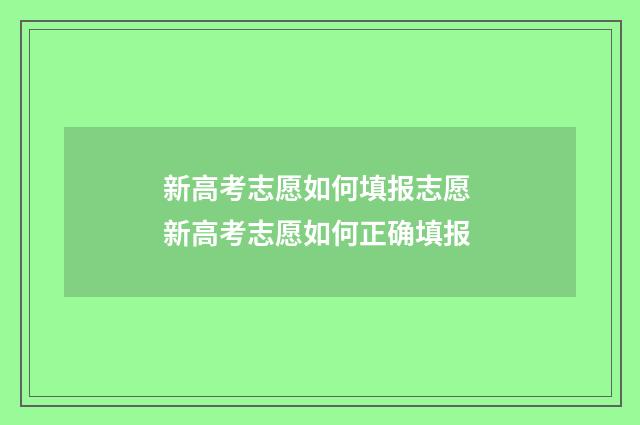 新高考志愿如何填报志愿 新高考志愿如何正确填报