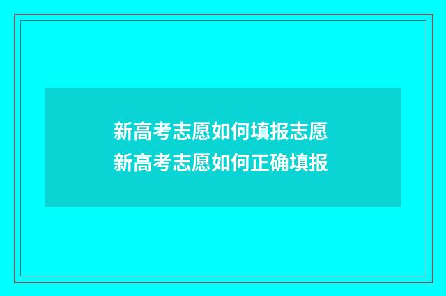 新高考志愿如何填报志愿 新高考志愿如何正确填报