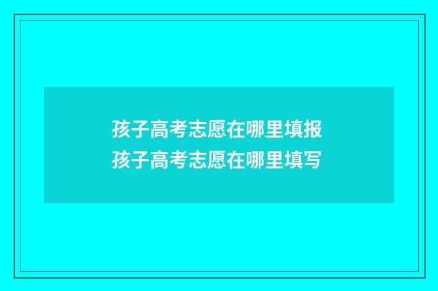 孩子高考志愿在哪里填报 孩子高考志愿在哪里填写
