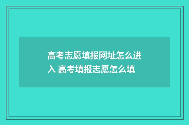 高考志愿填报网址怎么进入 高考填报志愿怎么填