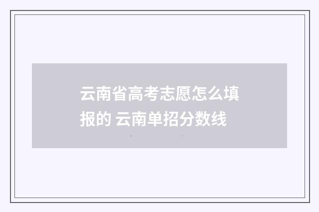 云南省高考志愿怎么填报的 云南单招分数线