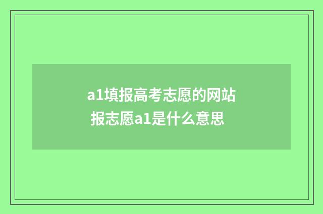 a1填报高考志愿的网站 报志愿a1是什么意思