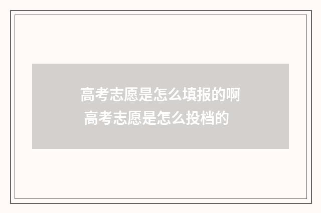 高考志愿是怎么填报的啊 高考志愿是怎么投档的
