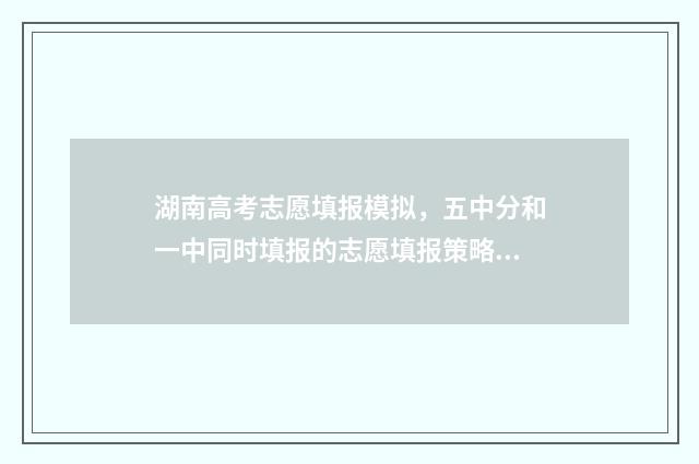湖南高考志愿填报模拟，五中分和一中同时填报的志愿填报策略 湖南高考志愿填报表