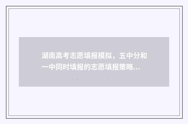 湖南高考志愿填报模拟，五中分和一中同时填报的志愿填报策略 湖南高考志愿填报表