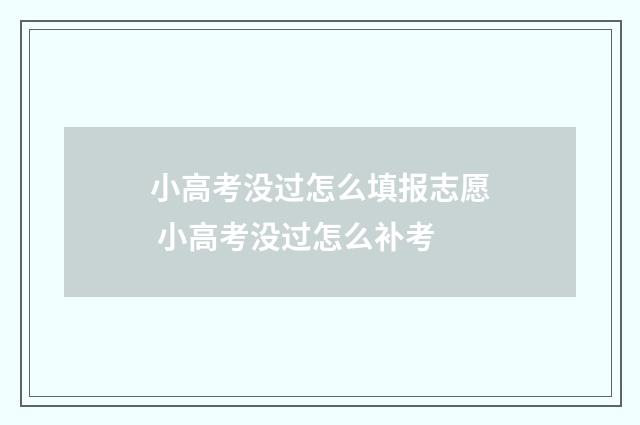 小高考没过怎么填报志愿 小高考没过怎么补考