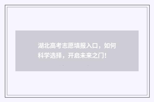 湖北高考志愿填报入口，如何科学选择，开启未来之门！