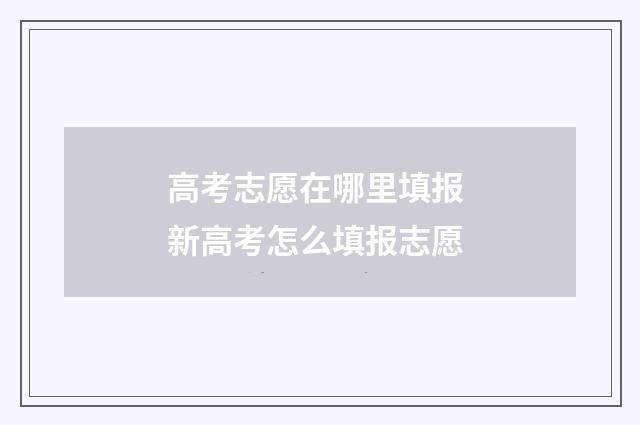 高考志愿在哪里填报 新高考怎么填报志愿
