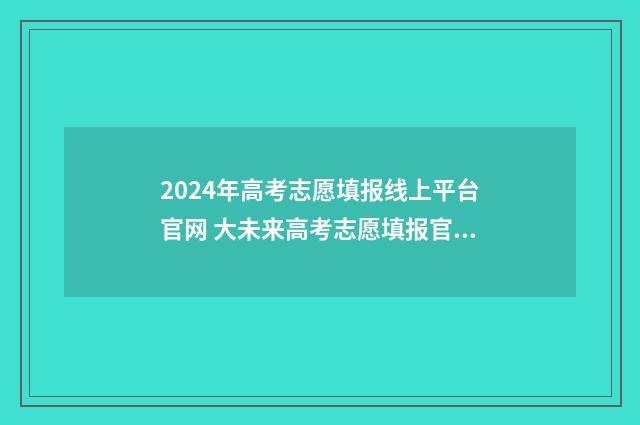 2024年高考志愿填报线上平台官网 大未来高考志愿填报官网
