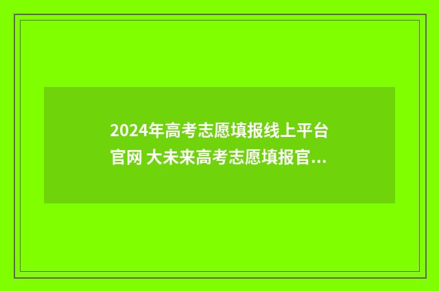 2024年高考志愿填报线上平台官网 大未来高考志愿填报官网