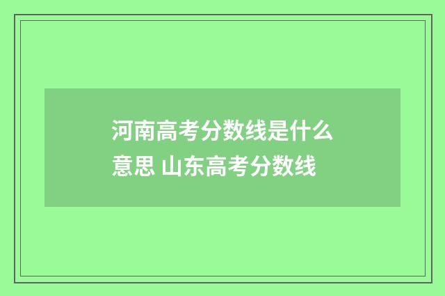 河南高考分数线是什么意思 山东高考分数线