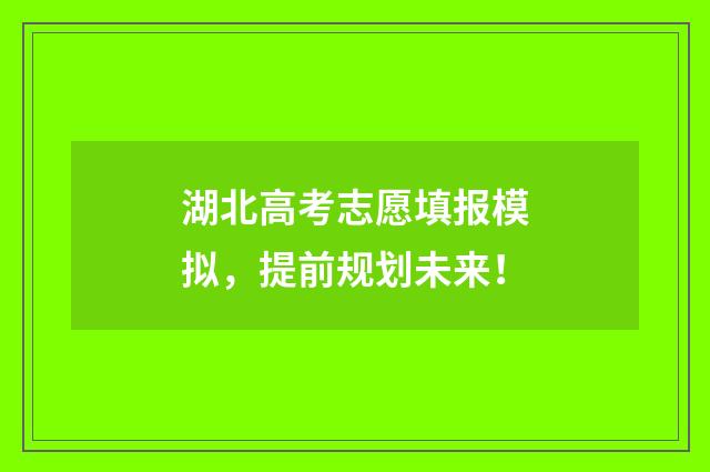 湖北高考志愿填报模拟，提前规划未来！