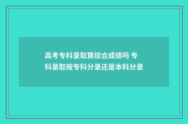 高考专科录取算综合成绩吗 专科录取按专科分录还是本科分录