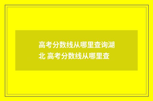 高考分数线从哪里查询湖北 高考分数线从哪里查