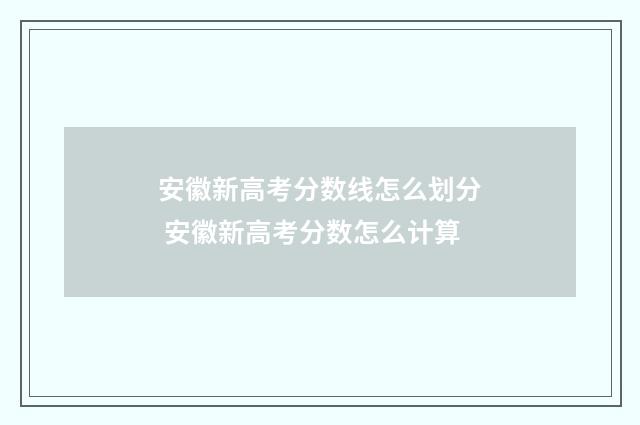 安徽新高考分数线怎么划分 安徽新高考分数怎么计算