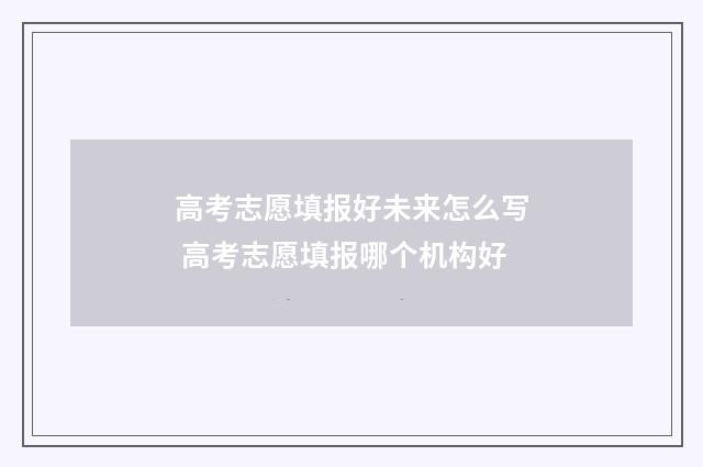 高考志愿填报好未来怎么写 高考志愿填报哪个机构好