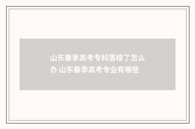 山东春季高考专科落榜了怎么办 山东春季高考专业有哪些