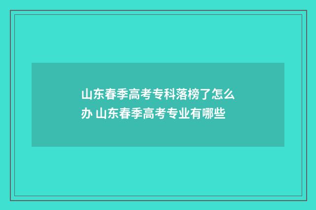 山东春季高考专科落榜了怎么办 山东春季高考专业有哪些
