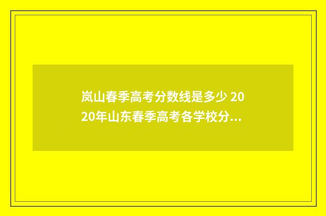 岚山春季高考分数线是多少 2020年山东春季高考各学校分数线