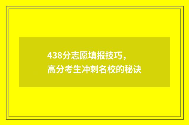 438分志愿填报技巧，高分考生冲刺名校的秘诀