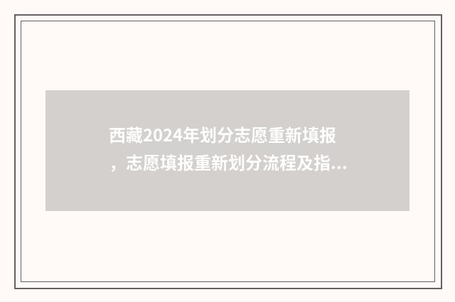 西藏2024年划分志愿重新填报，志愿填报重新划分流程及指南 西藏分省区划改革