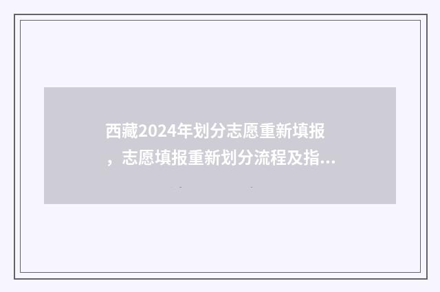 西藏2024年划分志愿重新填报，志愿填报重新划分流程及指南 西藏分省区划改革