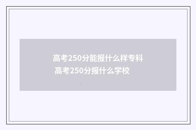 高考250分能报什么样专科 高考250分报什么学校