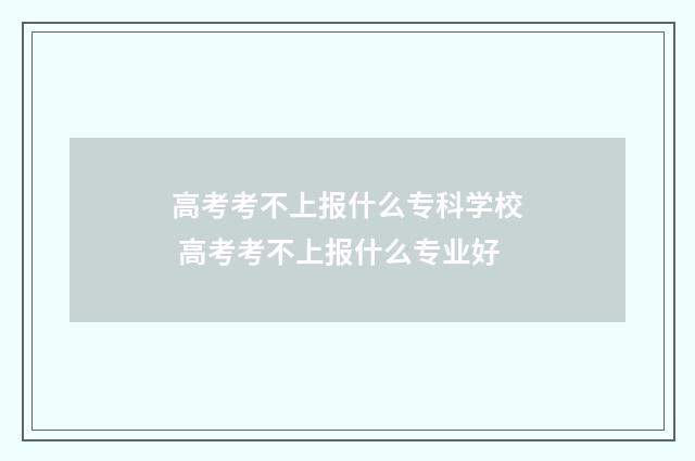 高考考不上报什么专科学校 高考考不上报什么专业好