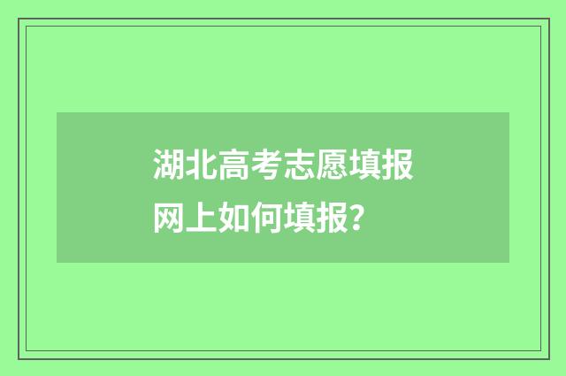 湖北高考志愿填报网上如何填报？