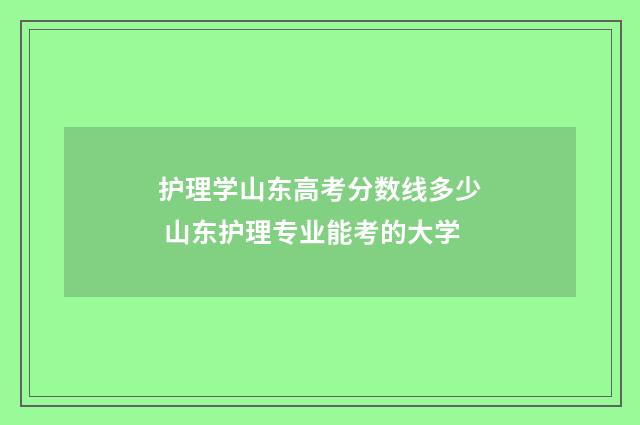 护理学山东高考分数线多少 山东护理专业能考的大学