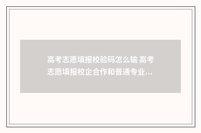 高考志愿填报校验码怎么输 高考志愿填报校企合作和普通专业一起填