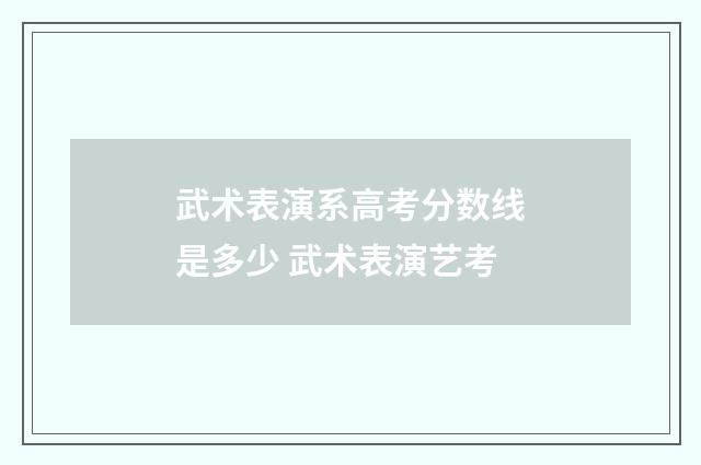 武术表演系高考分数线是多少 武术表演艺考