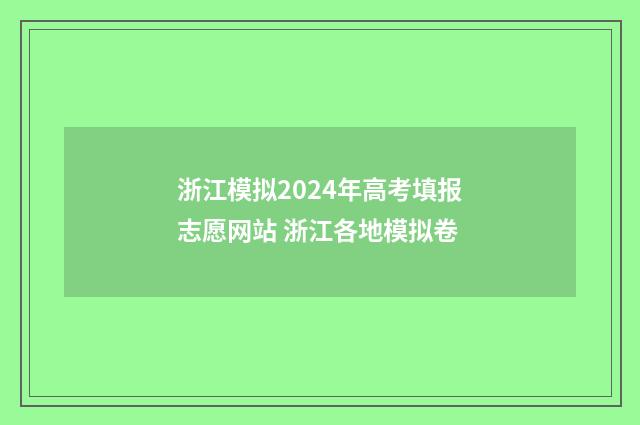 浙江模拟2024年高考填报志愿网站 浙江各地模拟卷