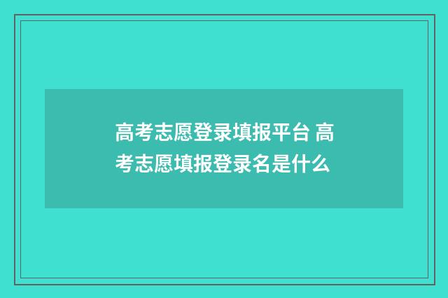 高考志愿登录填报平台 高考志愿填报登录名是什么
