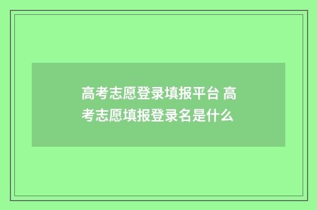 高考志愿登录填报平台 高考志愿填报登录名是什么