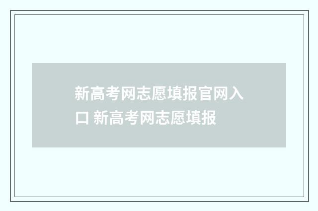 新高考网志愿填报官网入口 新高考网志愿填报