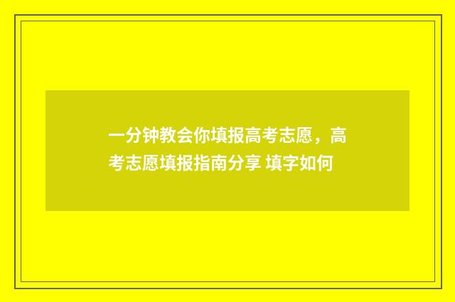 一分钟教会你填报高考志愿，高考志愿填报指南分享 填字如何