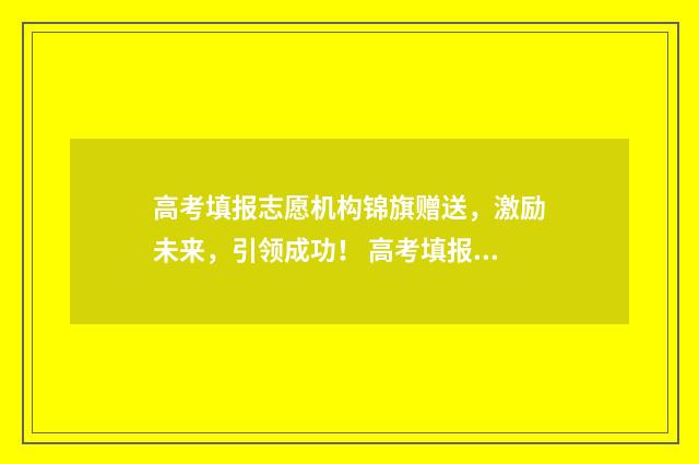 高考填报志愿机构锦旗赠送，激励未来，引领成功！ 高考填报志愿机构多少钱
